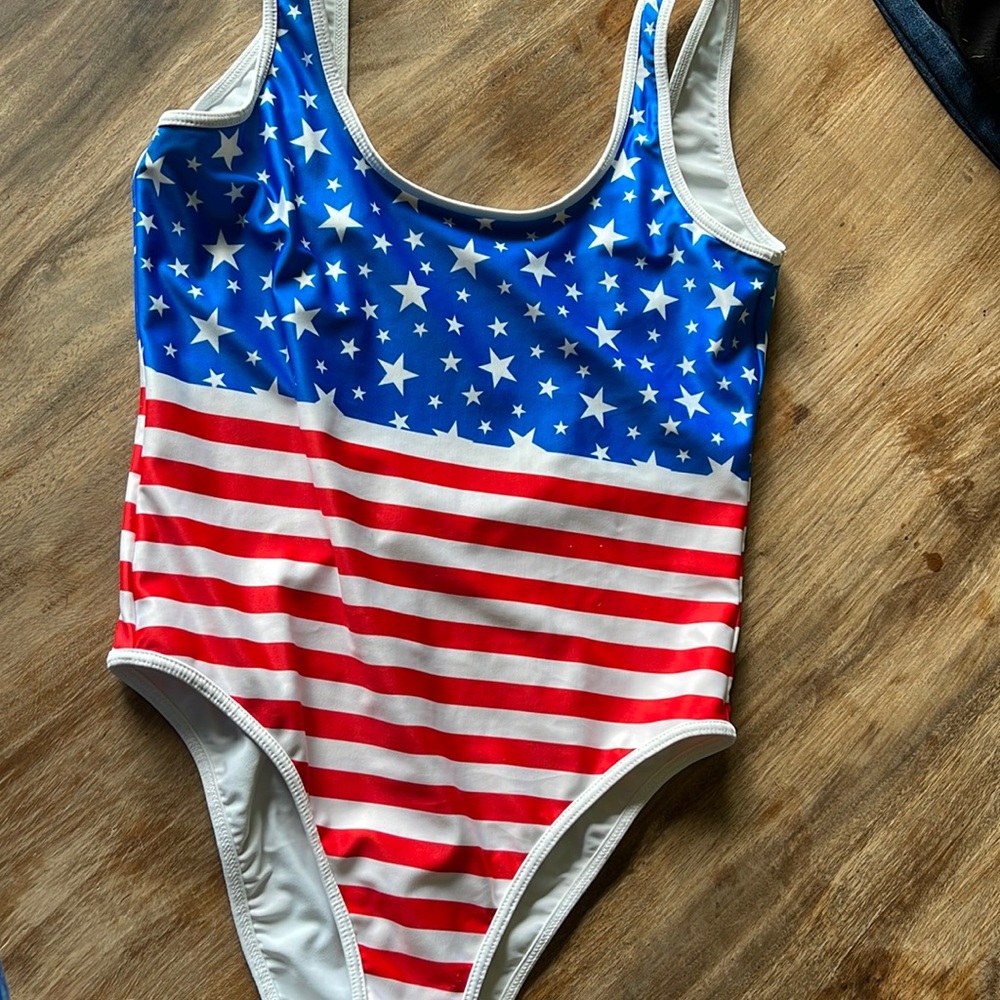 CHUBBIES American Flag One Piece Bathing Suit Size SMALL